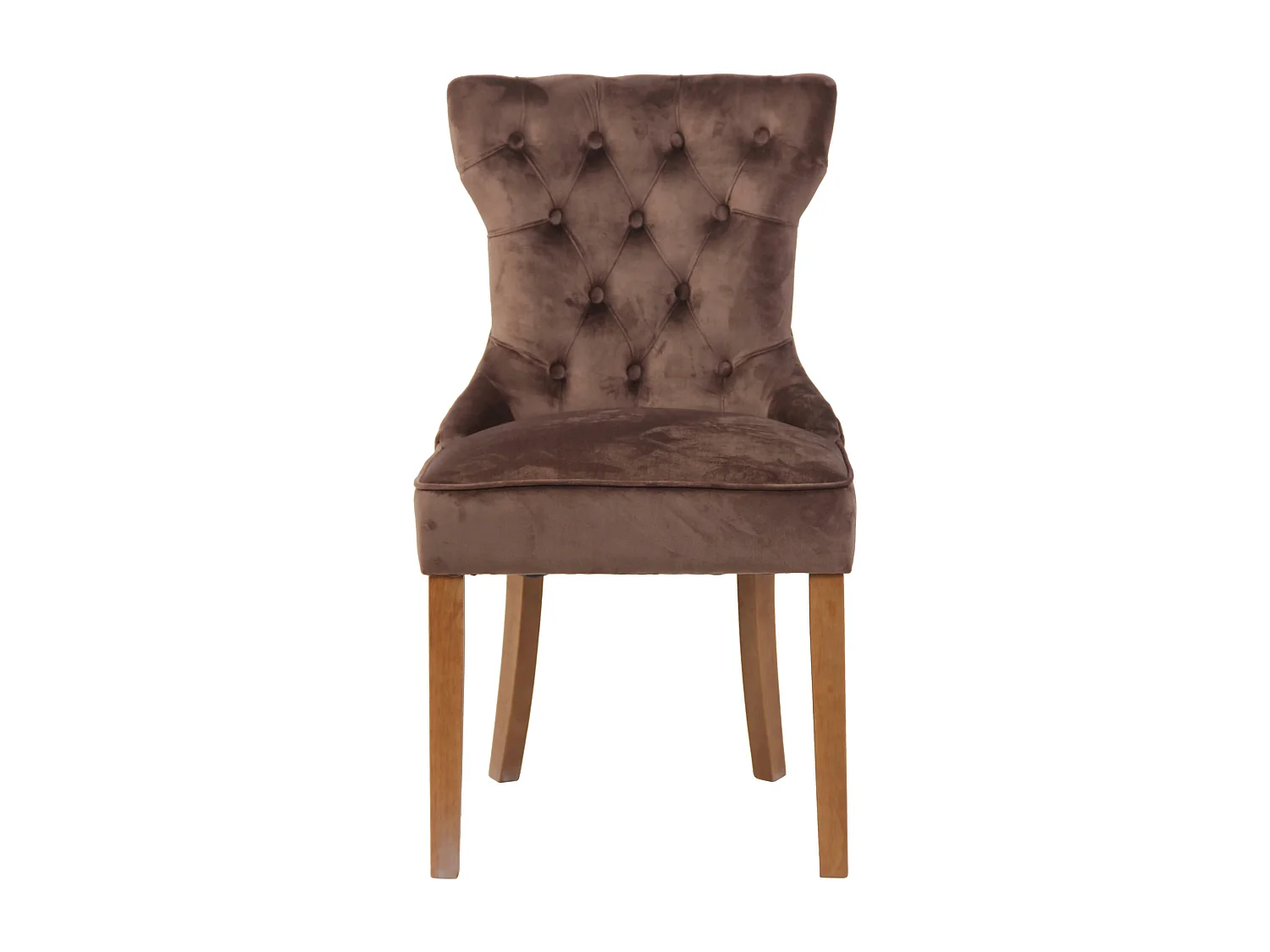 Lot de 4  chaise salle à manger - Velours & Antique clair - Marron - Franca