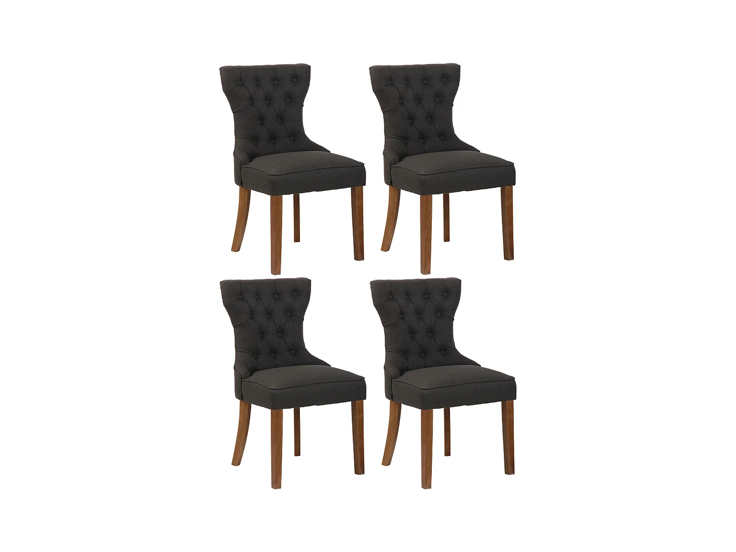 Lot de 4  chaise salle à manger - Tissu & Antique clair - Gris foncé - Franca