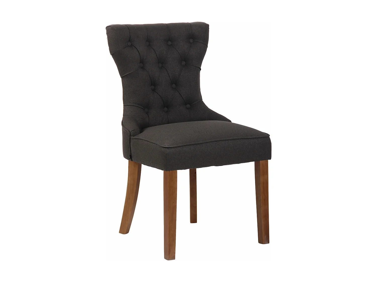 Lot de 4  chaise salle à manger - Tissu & Antique clair - Gris foncé - Franca