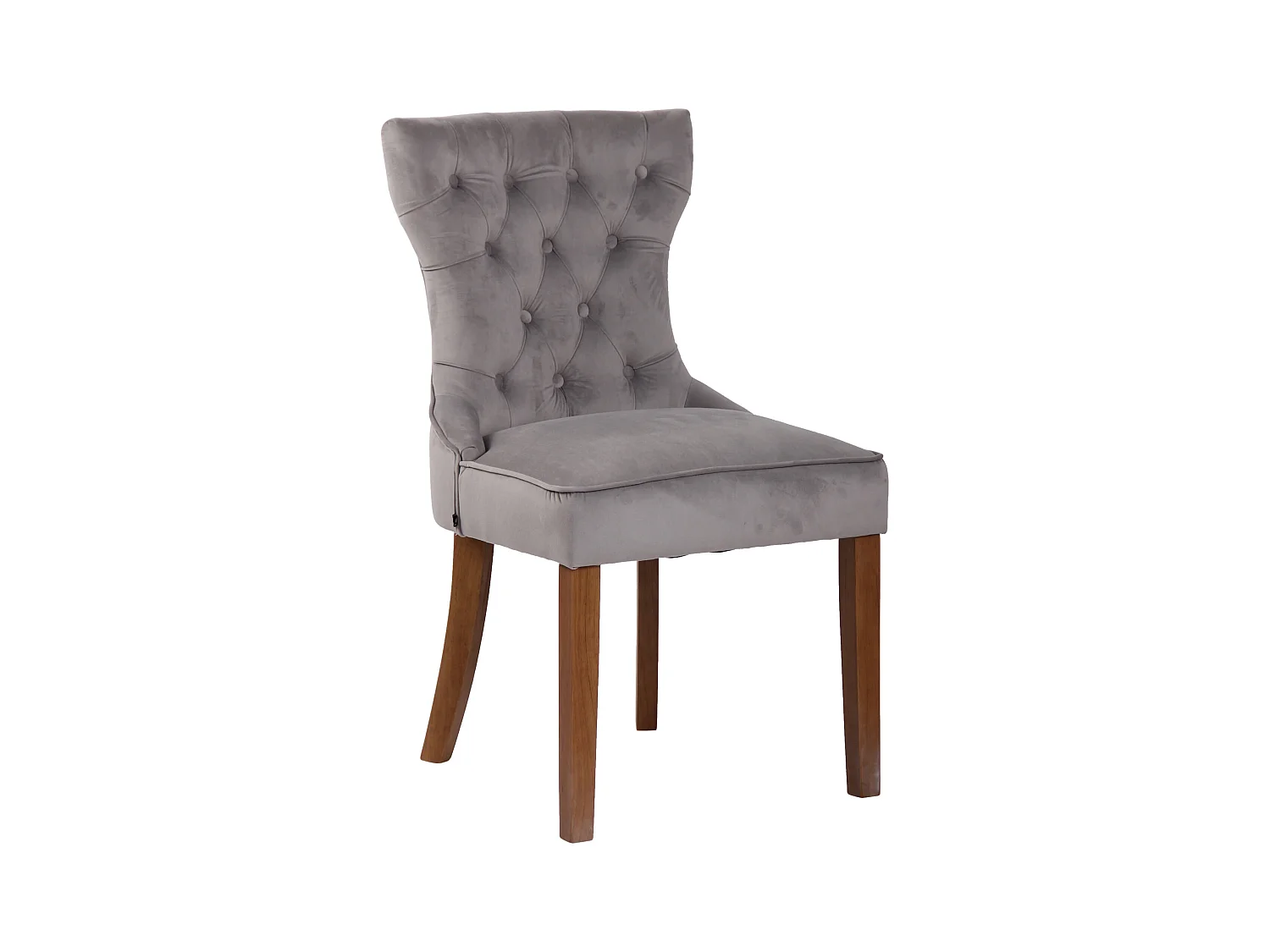 4er Set Esszimmerstuhl - Samt & antik-hell - grau - Franca