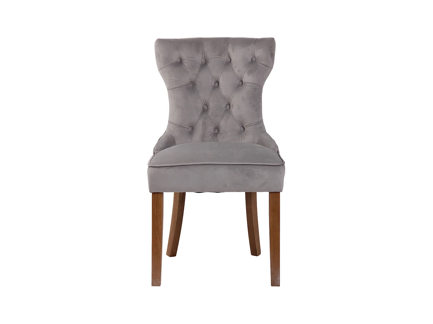 4er Set Esszimmerstuhl - Samt & antik-hell - grau - Franca