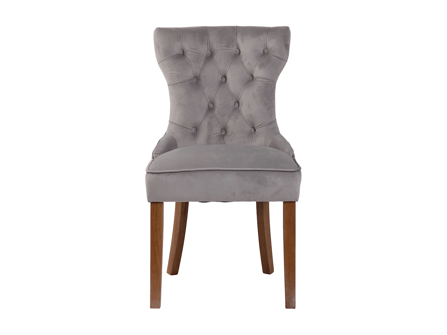 Lot de 4  chaise salle à manger - Velours & Antique clair - Gris - Franca