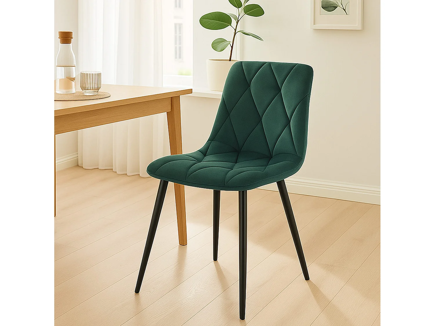 chaise salle à manger - Velours - Vert foncé - Clairton