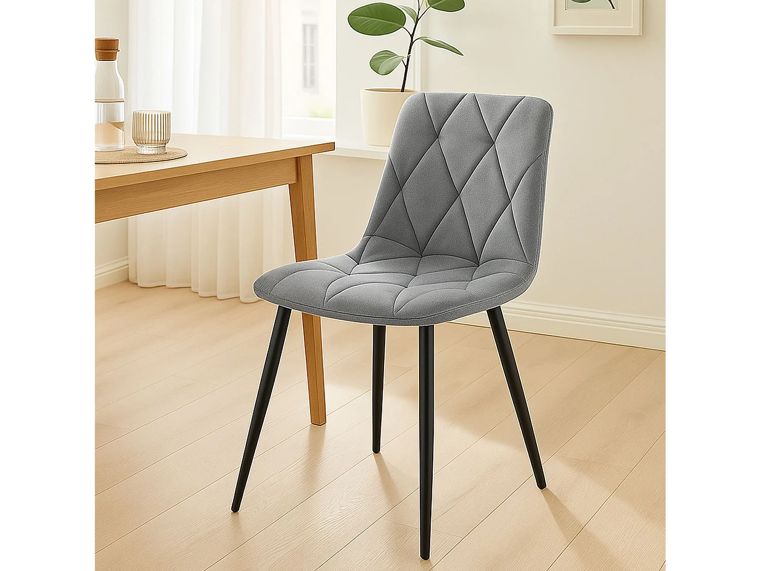 chaise salle à manger - Velours - Gris foncé - Clairton