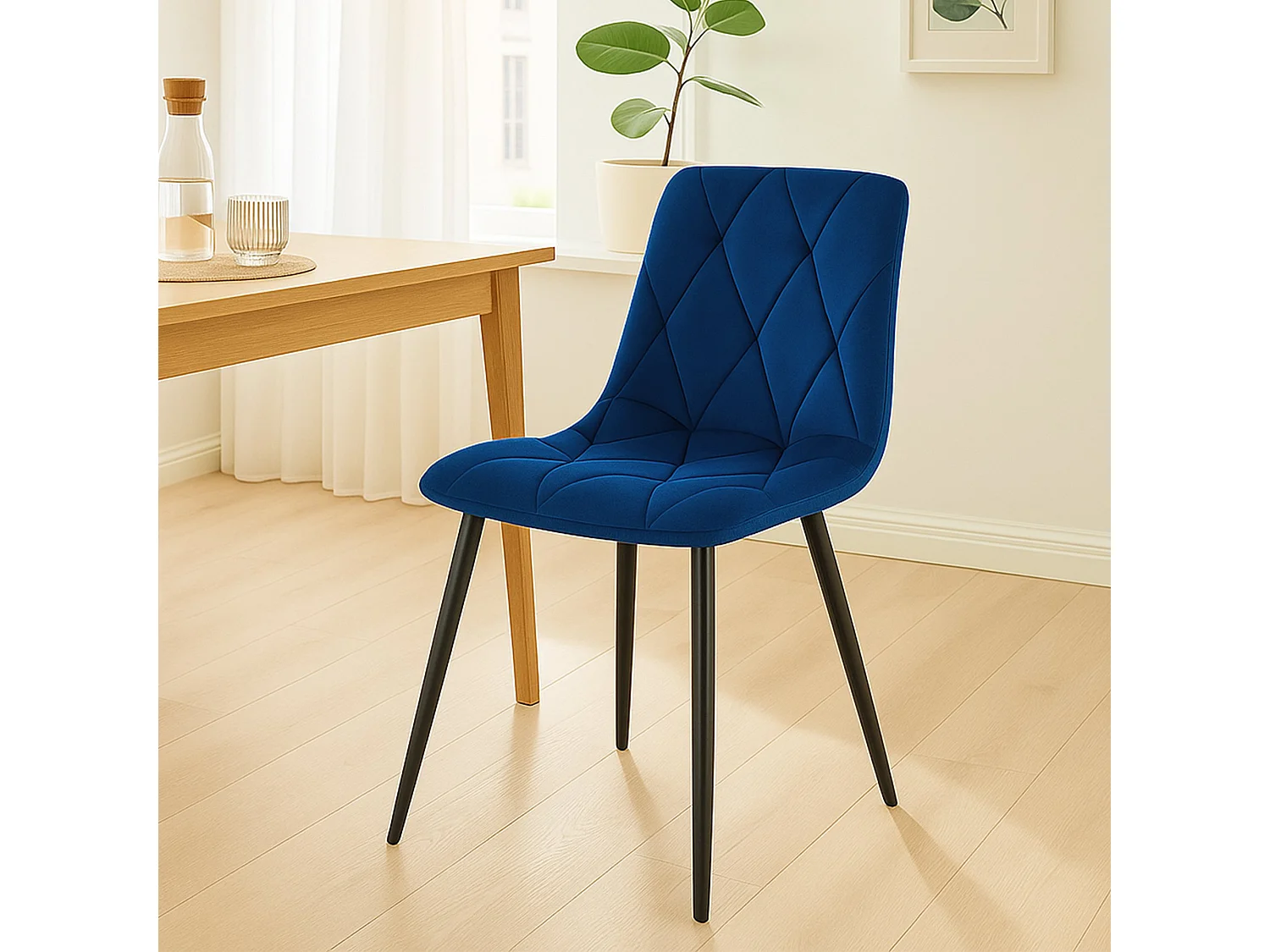 chaise salle à manger - Velours - Bleu foncé - Clairton