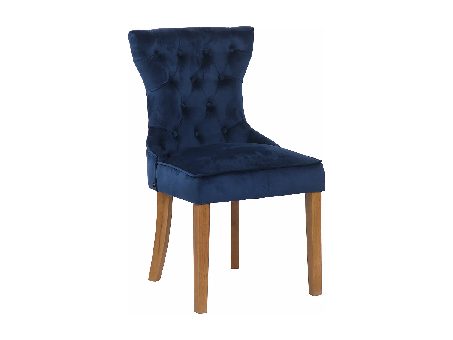 Lot de 4  chaise salle à manger - Velours & Antique clair - Bleu - Franca