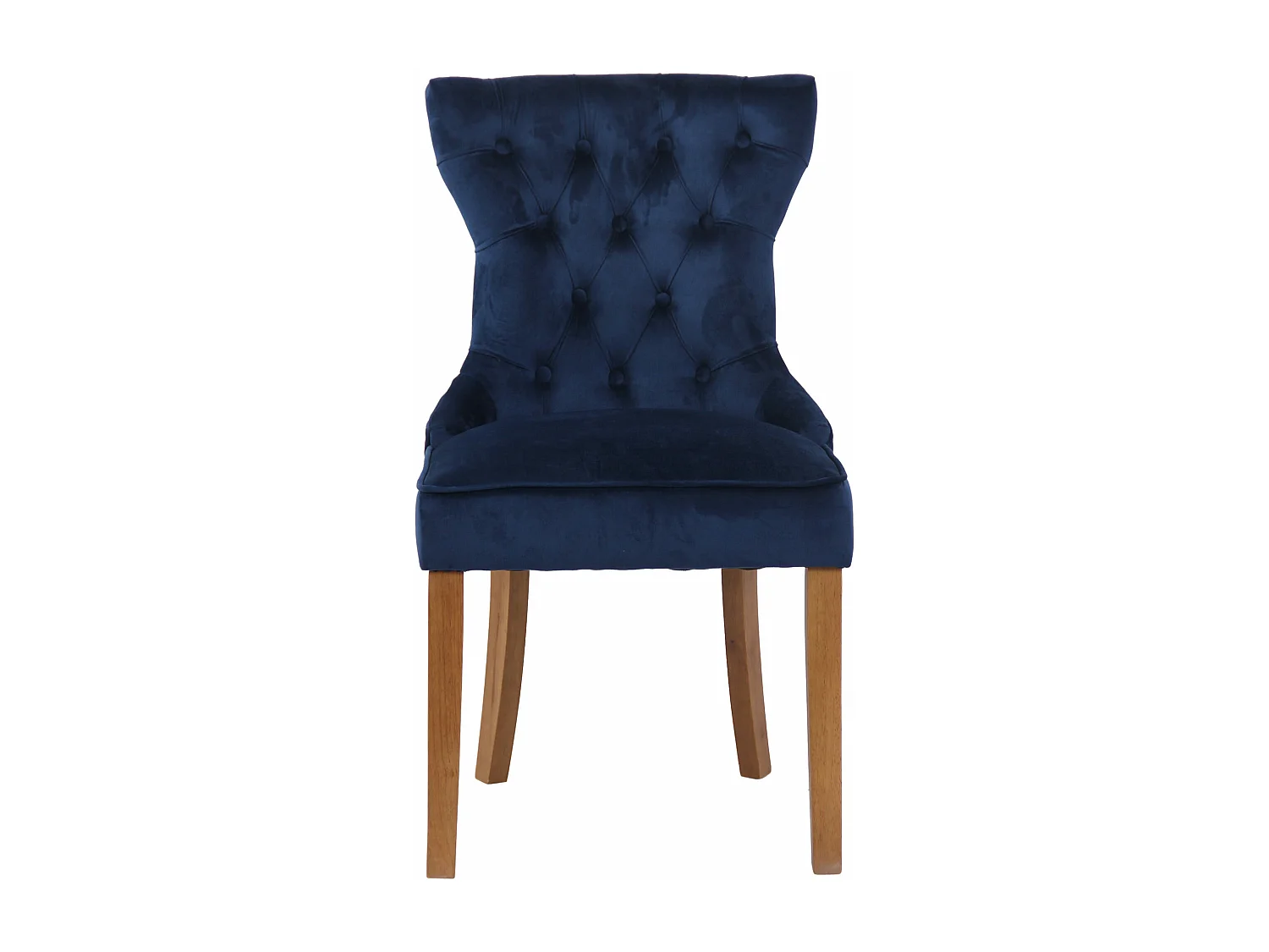 Lot de 4  chaise salle à manger - Velours & Antique clair - Bleu - Franca