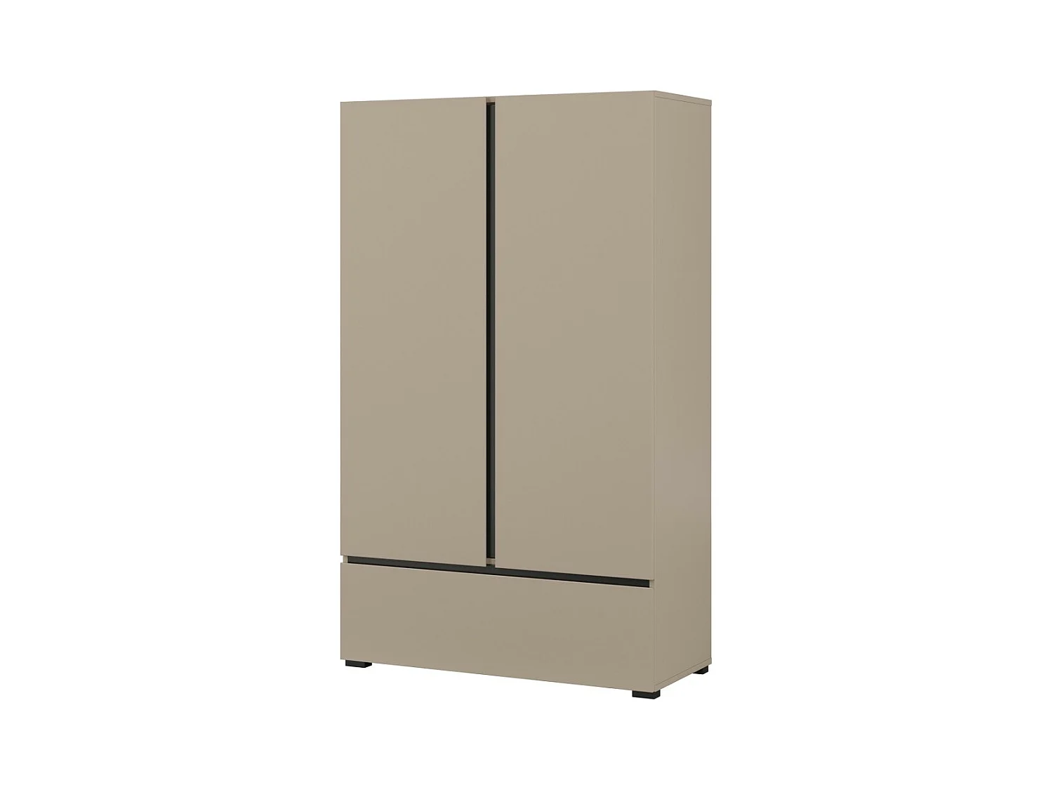 Armario de almacenamiento HAVANA beige y negro 2 puertas 1 cajón – Elegancia discreta y ahorro de espacio