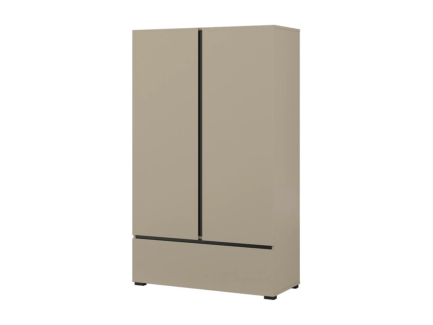 Armario de almacenamiento HAVANA beige y negro 2 puertas 1 cajón – Elegancia discreta y ahorro de espacio