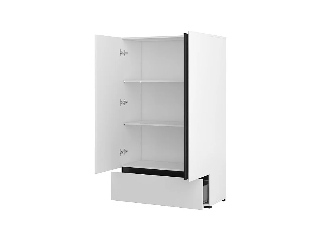 Armario de almacenamiento HAVANA blanco y negro 2 puertas 1 cajón - Diseño moderno y práctico