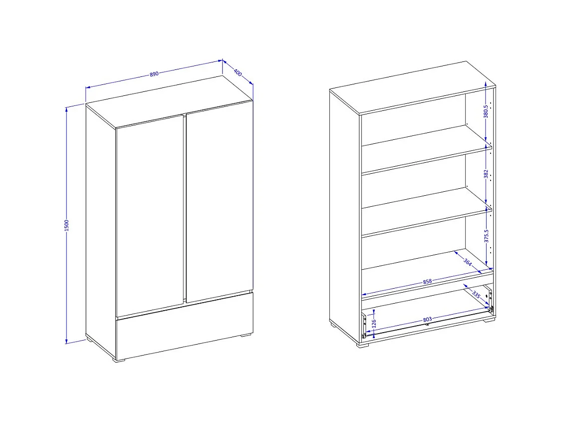 Armario de almacenamiento HAVANA blanco y negro 2 puertas 1 cajón - Diseño moderno y práctico