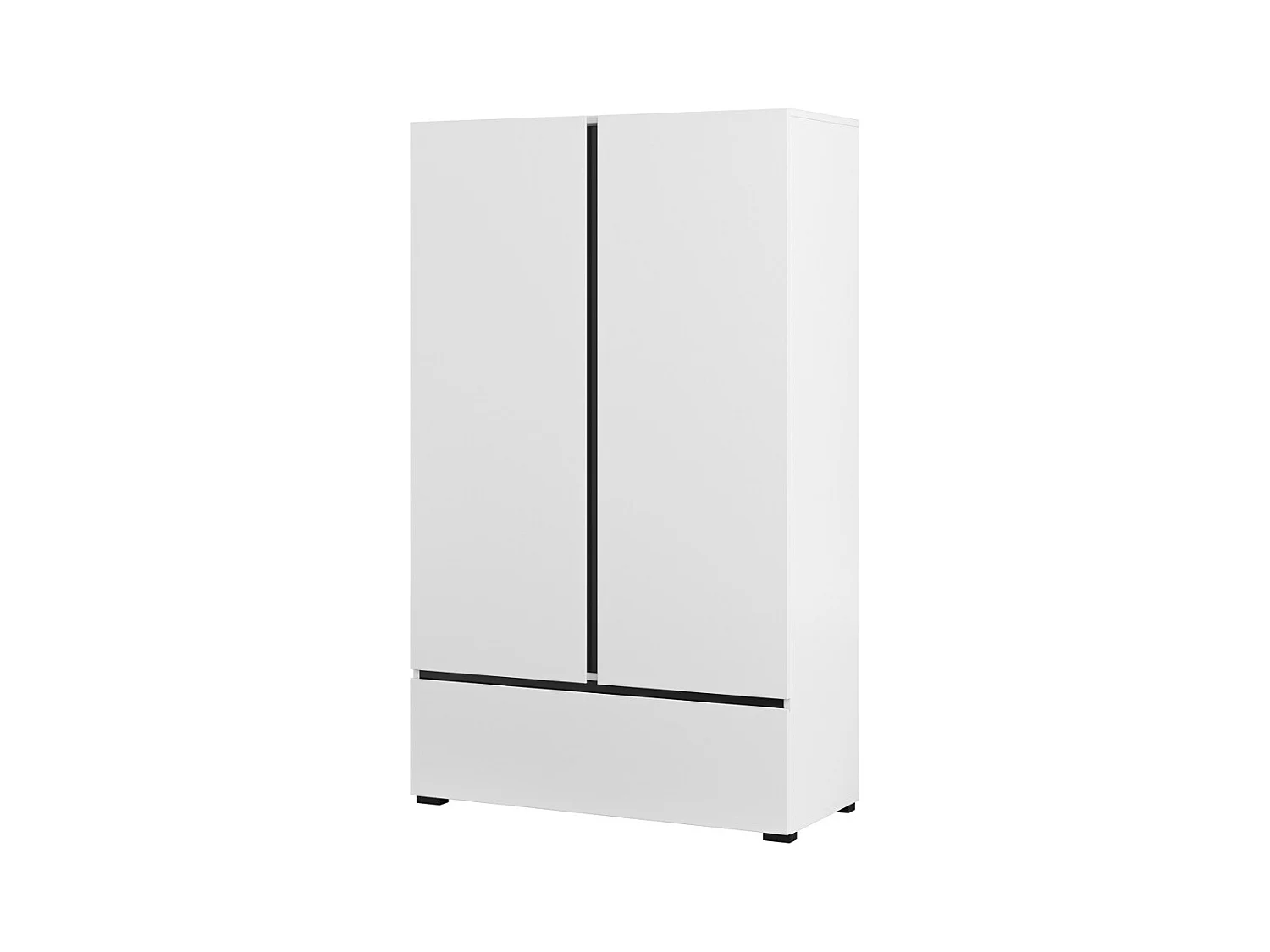 Armoire de rangement HAVANA blanche et noire 2 portes 1 tiroir – Design moderne et pratique