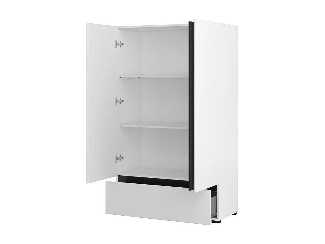 Armario de almacenamiento HAVANA blanco y negro 2 puertas 1 cajón - Diseño moderno y práctico