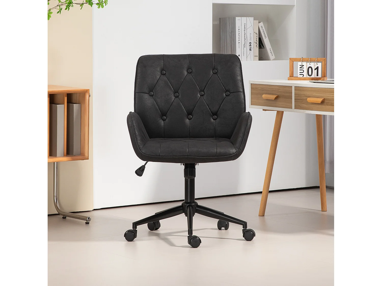 SVITA GABRIEL chaise de bureau réglable en hauteur en cuir artificiel noir
