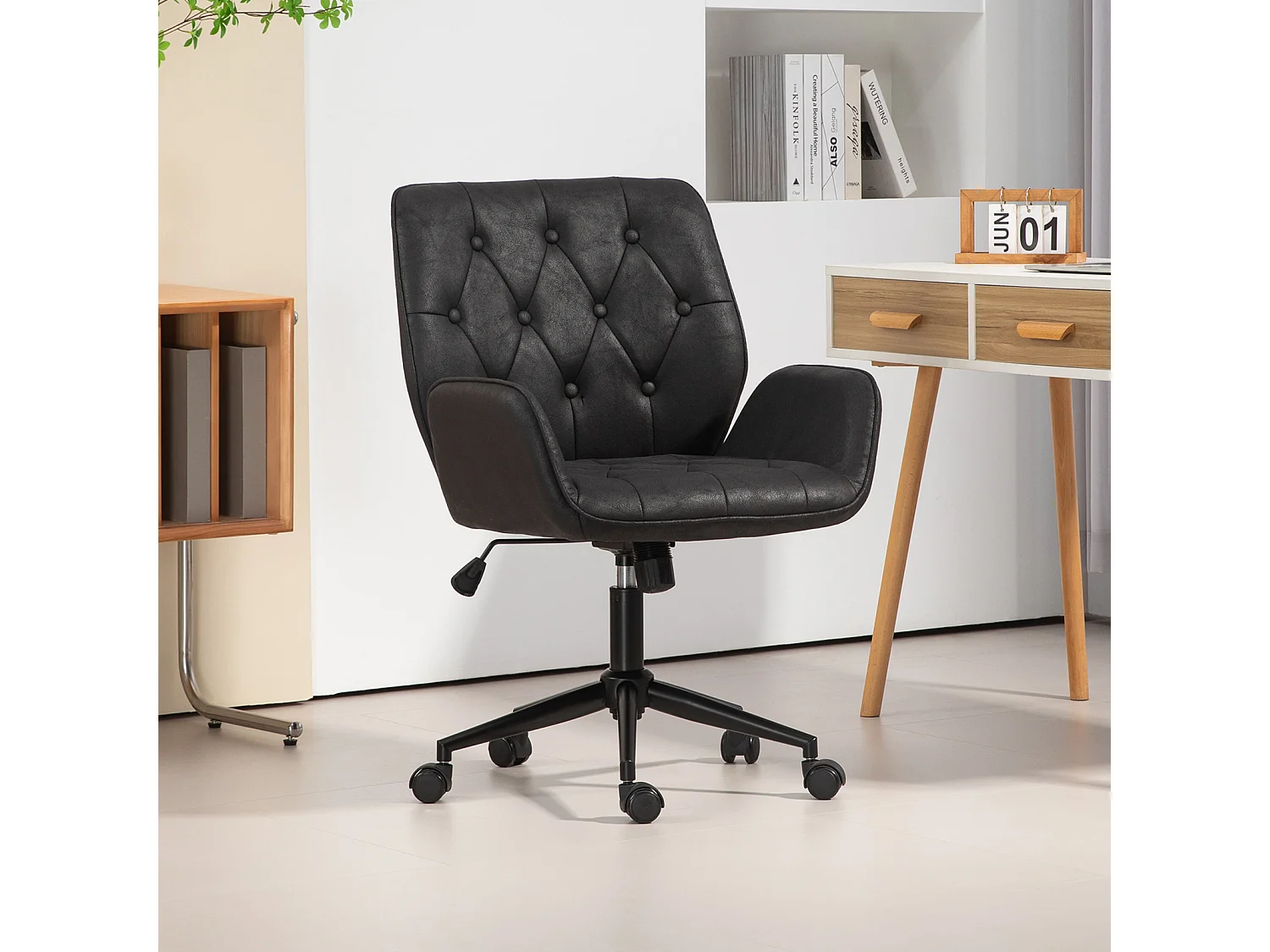 SVITA GABRIEL chaise de bureau réglable en hauteur en cuir artificiel noir