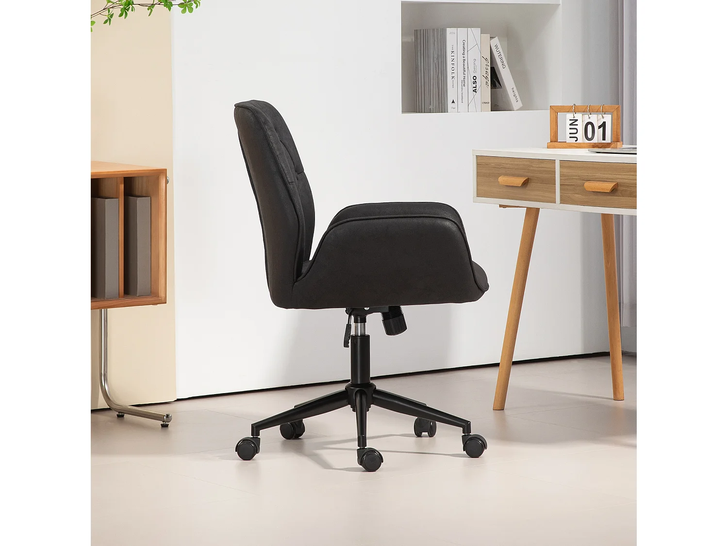 SVITA GABRIEL chaise de bureau réglable en hauteur en cuir artificiel noir
