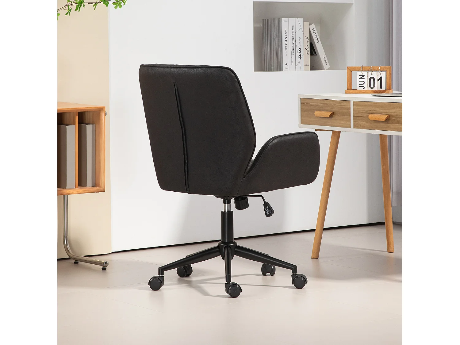 SVITA GABRIEL chaise de bureau réglable en hauteur en cuir artificiel noir