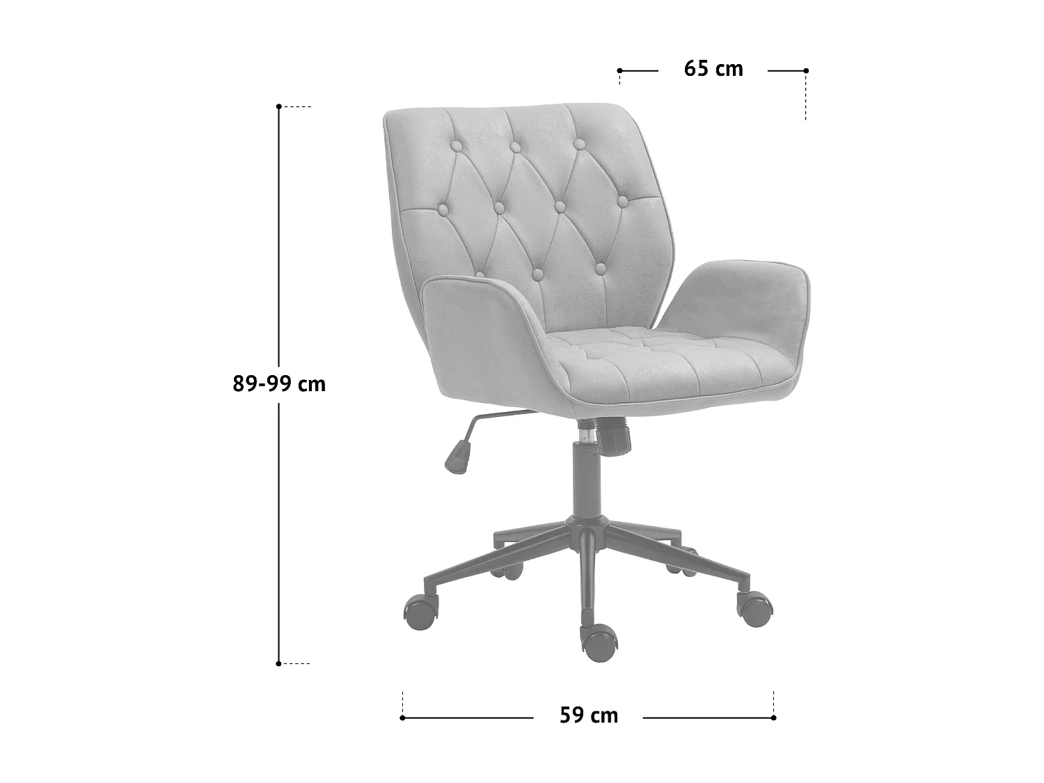 SVITA GABRIEL chaise de bureau réglable en hauteur en cuir artificiel noir