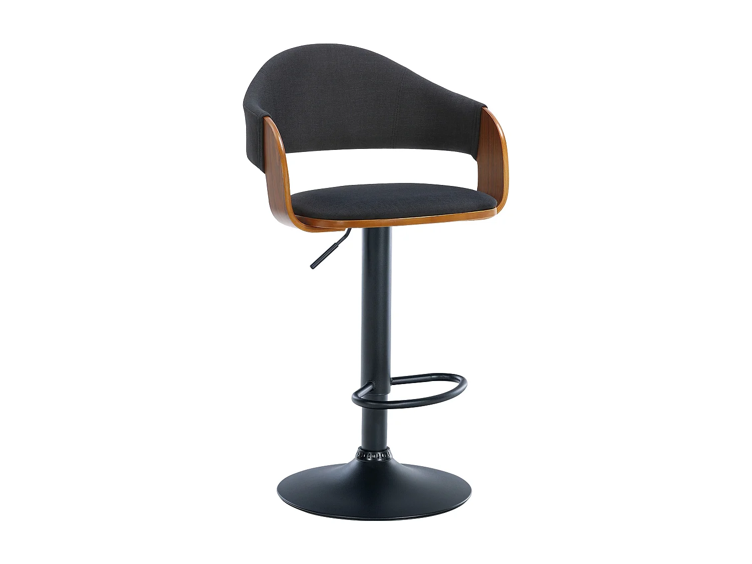 Lot de 2  Tabouret de bar - Tissu - Noyer / Noir - Nilse