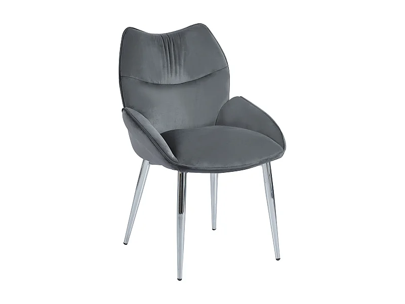 Lot de 2  Chaises en velours Anthracite LOHA pied métal Chrome