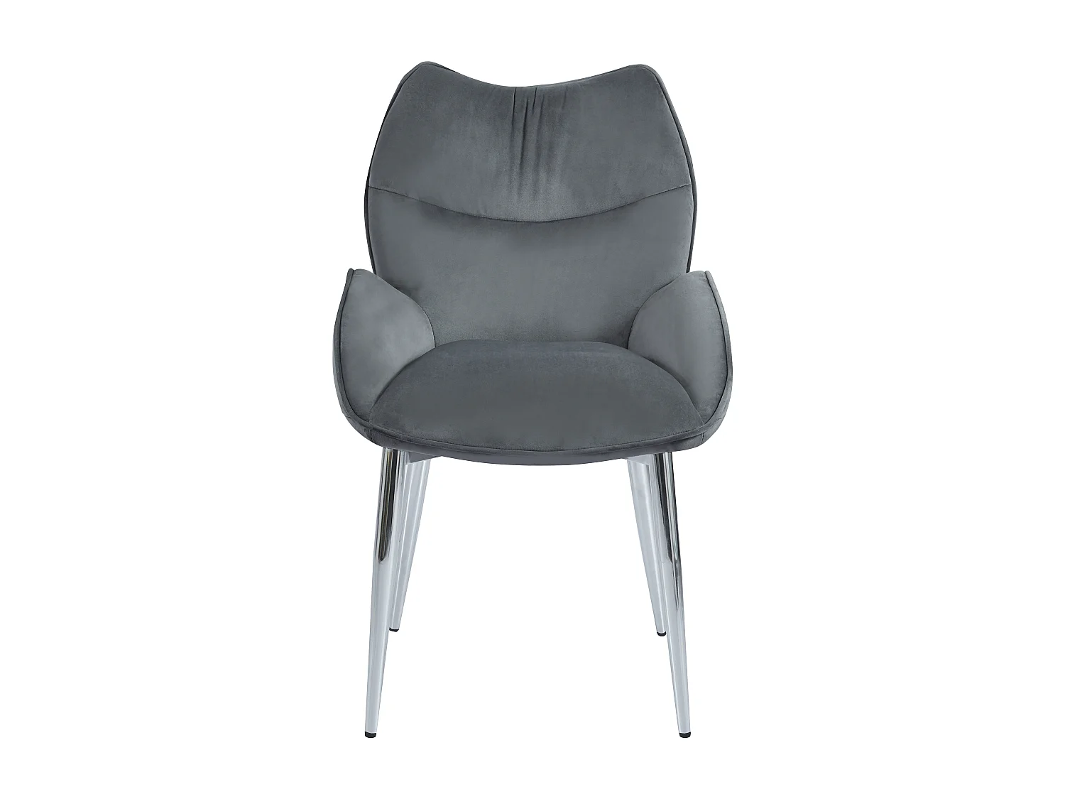 Lot de 2  Chaises en velours Anthracite LOHA pied métal Chrome