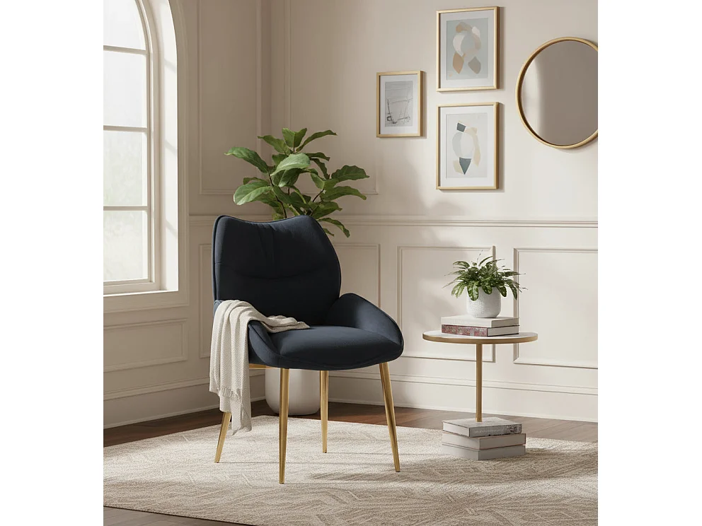 Lot de 2 chaises en velours Noir LOHA pied métal Gold