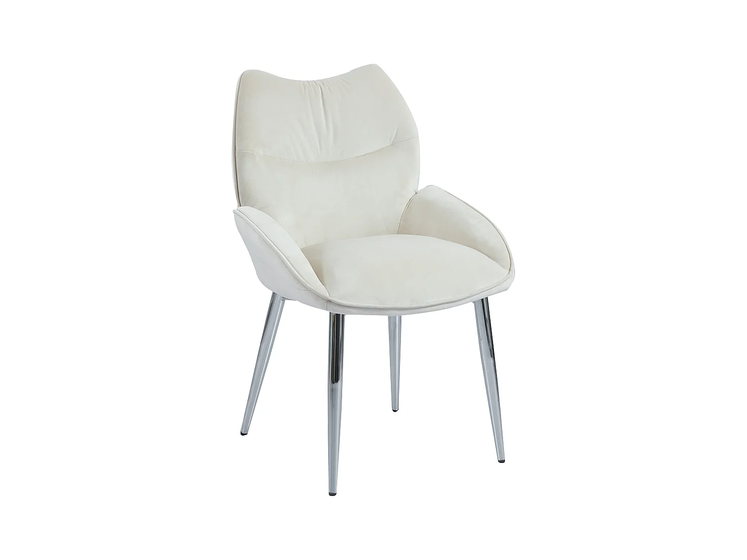 Lot de 2  Chaises en velours Beige LOHA pied métal Chrome