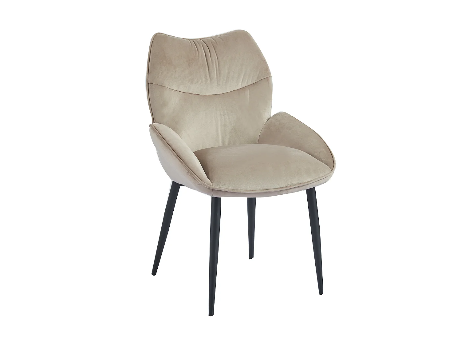 Lot de 2 chaises en velours Taupe LOHA pied métal noir