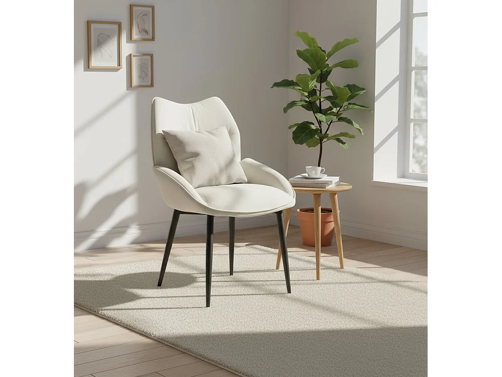 Lot de 2 chaises velours beige métal noir 83x53x57 cm LOHA