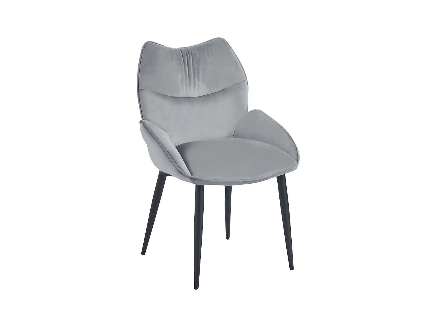 Lot de 2 chaises en velours Anthracite LOHA pied métal noir