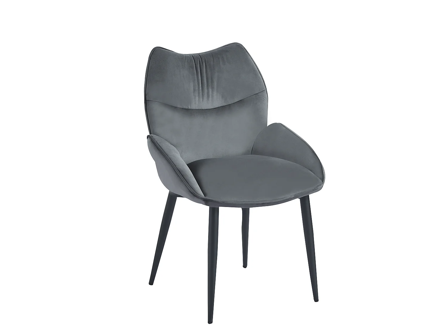 Lot de 2 chaises velours anthracite métal noir 83x53x57 cm LOHA