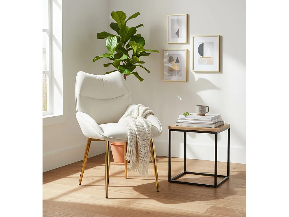 Lot de 2 chaises en velours Beige LOHA pied métal Gold