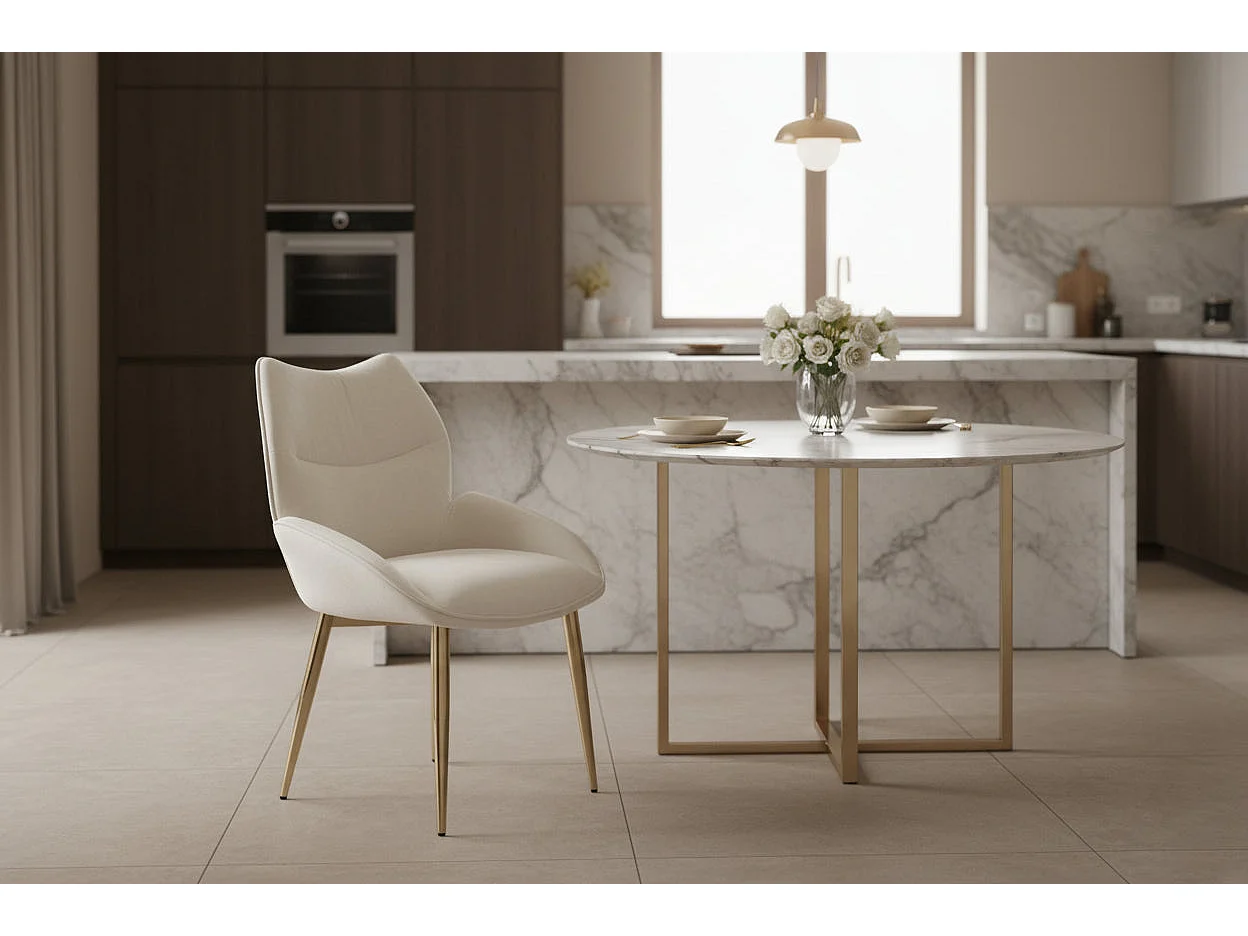 Lot de 2 chaises en velours Beige LOHA pied métal Gold