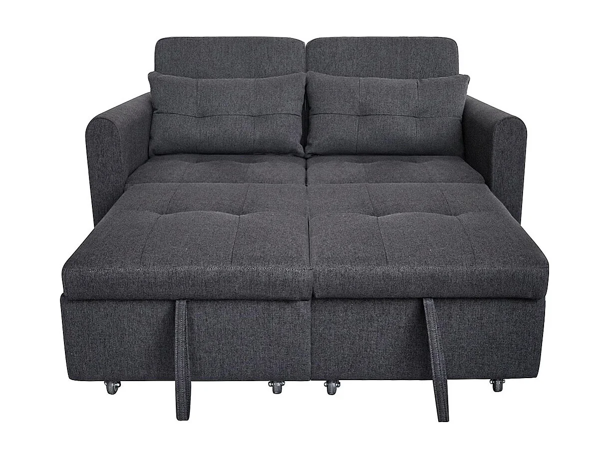 Canapé convertible 2 places 3 en 1 avec dossier réglable USB poches d'accoudoirs et coussins lin gris