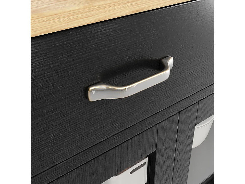 Buffet noir armoire de cuisine rangement verre vintage anti-basculement pour cuisine salon