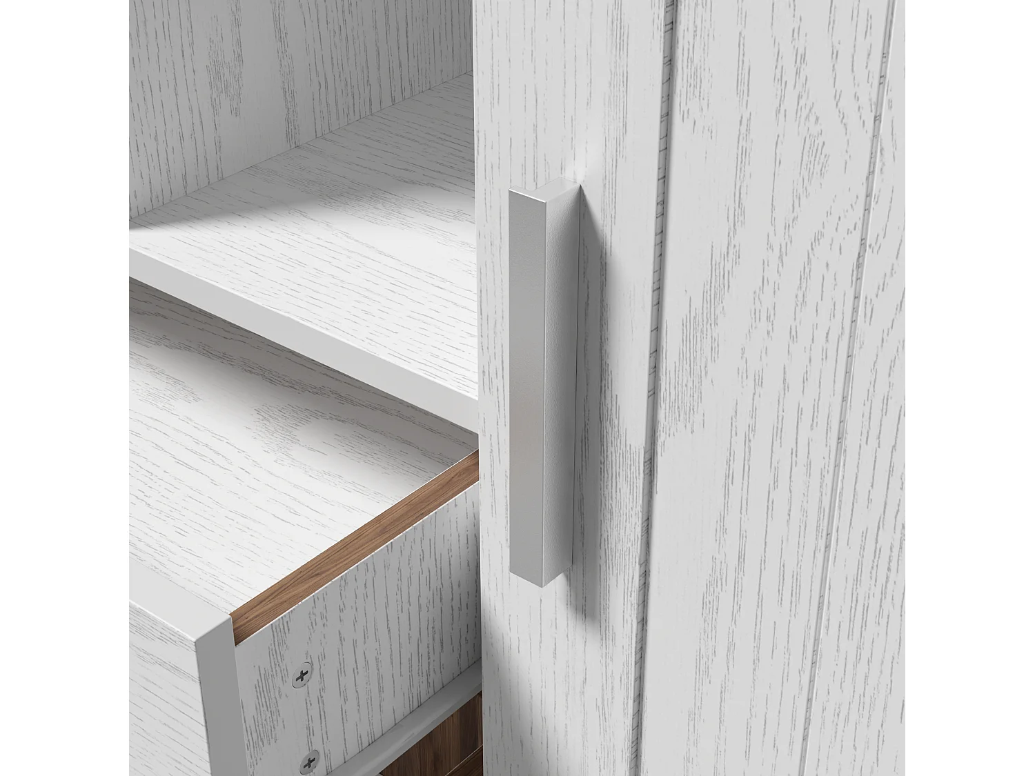 Buffet du bois 2 portes 2 tiroirs Blanc et Brune