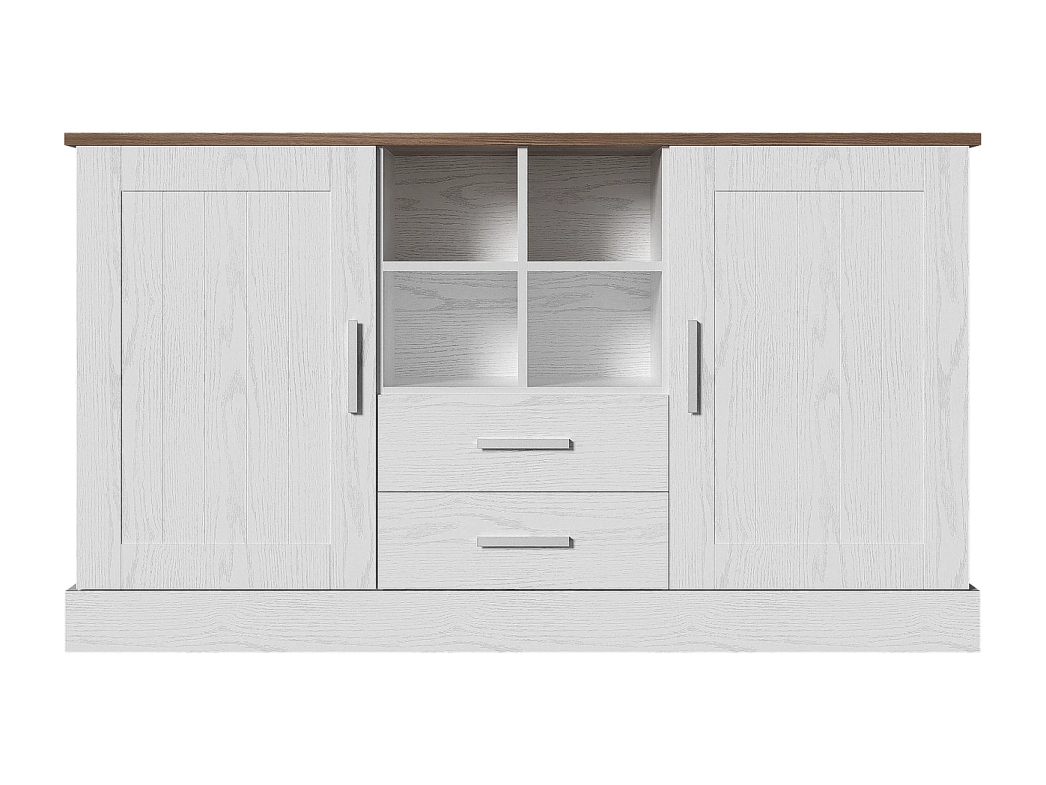 Buffet du bois 2 portes 2 tiroirs Blanc et Brune