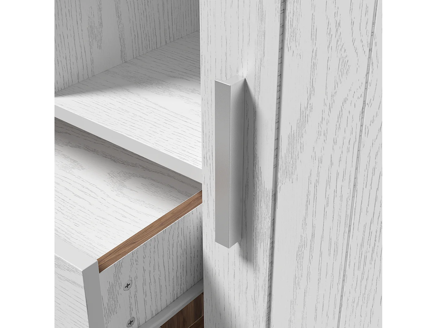 Buffet du bois 2 portes 2 tiroirs Blanc et Brune