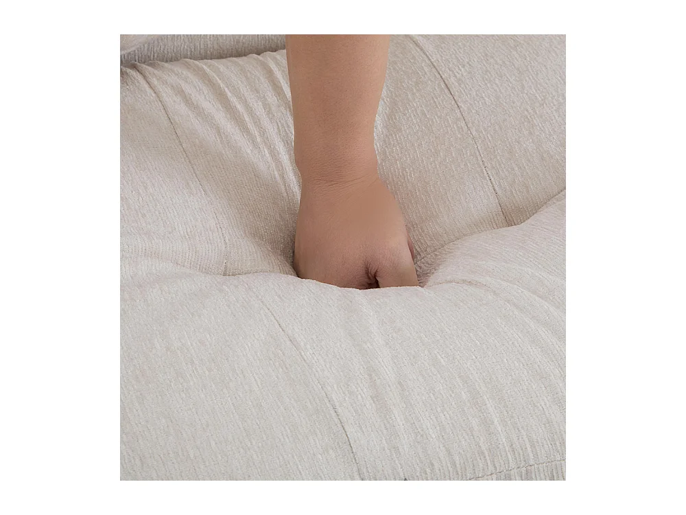 Canapé fixe rembourrés tissu chenille canapé deux places canapé rembourré canapé avec coussins épais beige