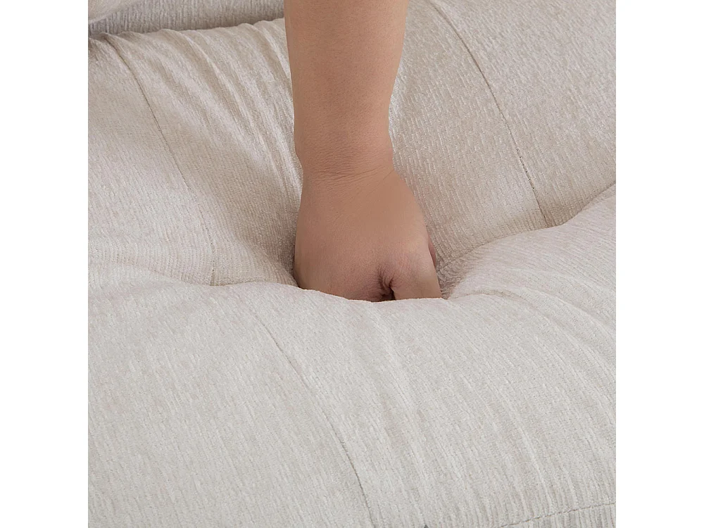 Canapé fixe rembourrés tissu chenille canapé deux places canapé rembourré canapé avec coussins épais beige