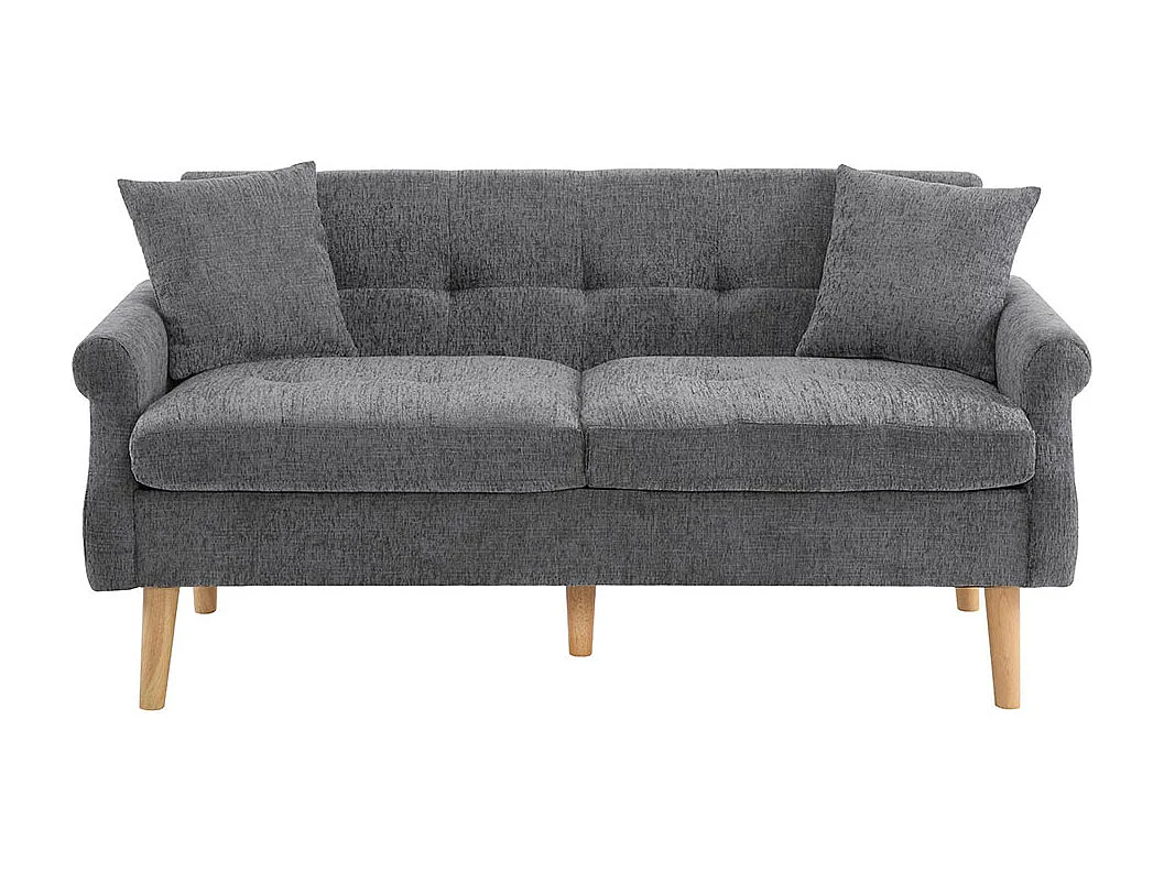 Canapé fixe rembourrés tissu chenille canapé deux places canapé rembourré canapé avec coussins épais gris