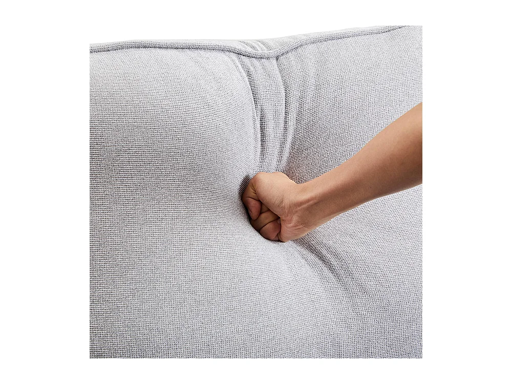 Canapé fixe 4 places avec console 2 porte-gobelets 2 ports USB pour recharger avec un câble avec poches d'accoudoirs lin Gris