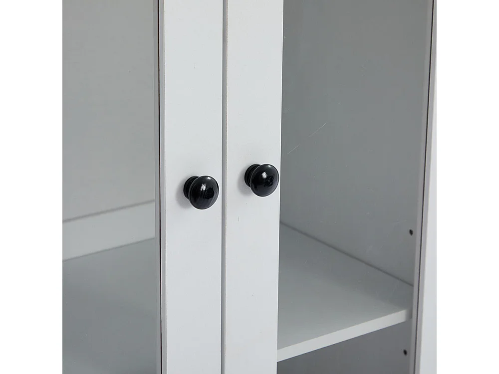 Vitrine moderne à LED mat avec port et 2 tiroirs USB télécommande 16 couleurs vitrine verticale avec étagères réglables MDF blanc