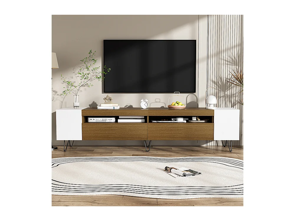 Meuble TV moderne style de design moderne Blanc et aspect bois