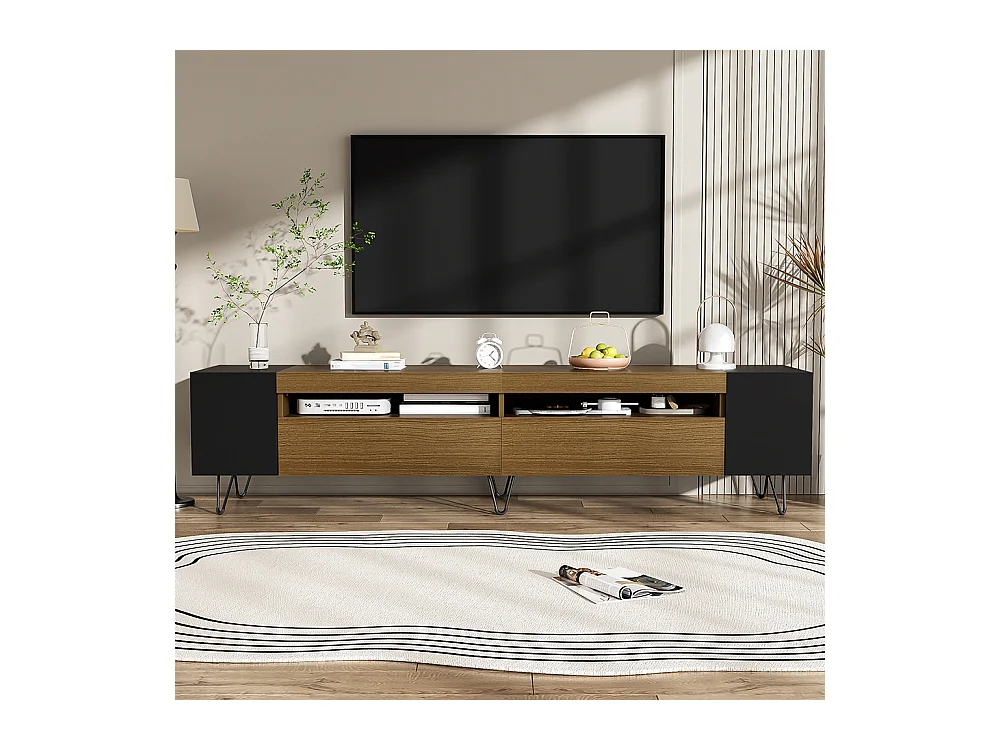 Meuble TV moderne style de design moderne Noir et aspect bois