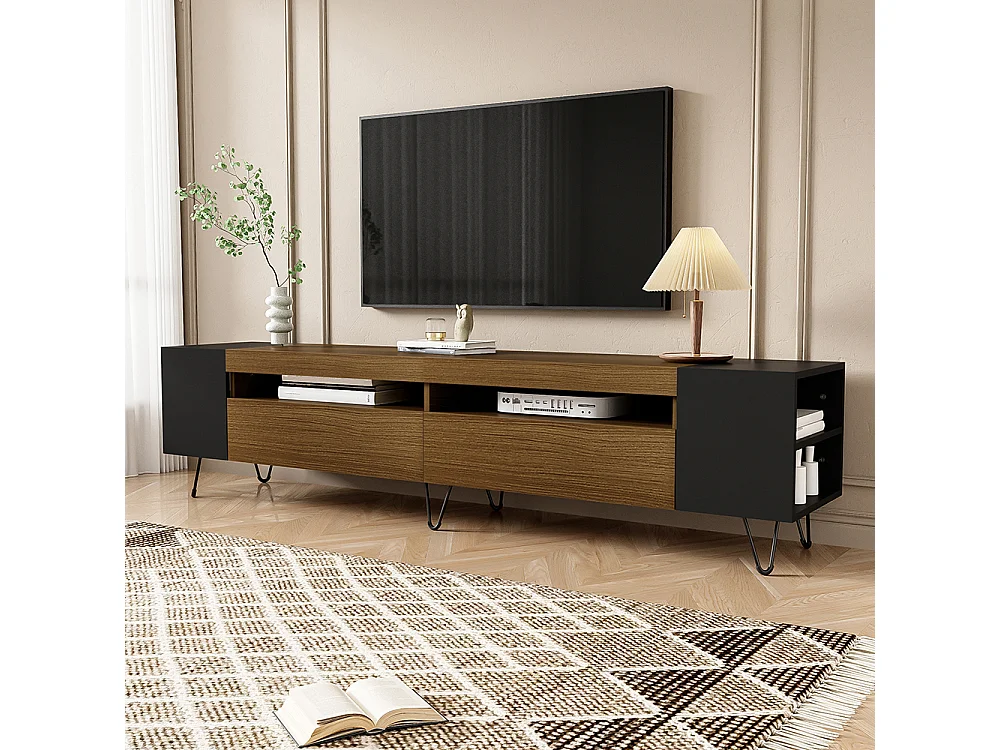 Meuble TV moderne style de design moderne Noir et aspect bois