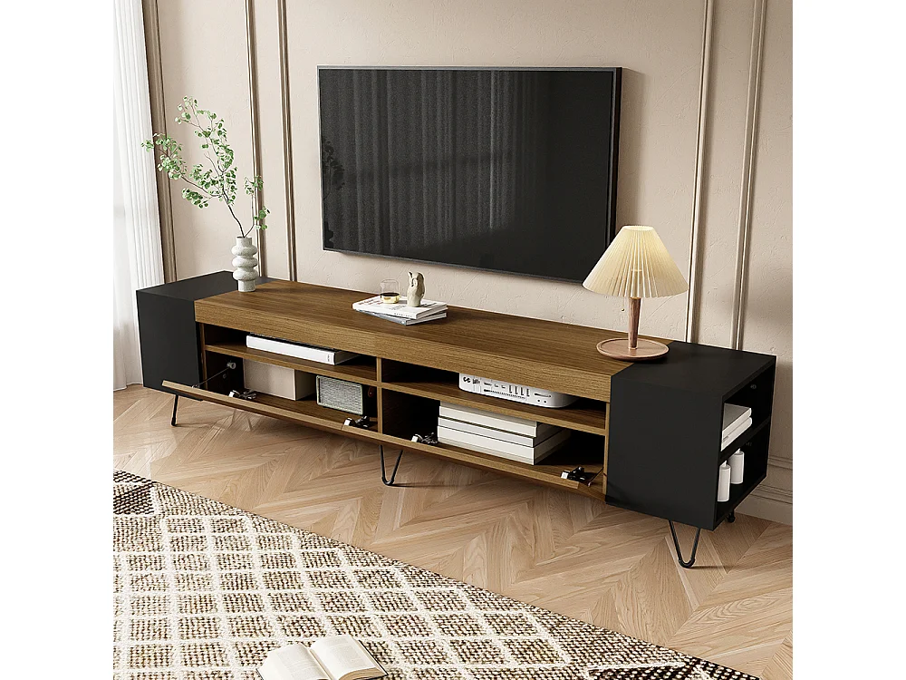 Meuble TV moderne style de design moderne Noir et aspect bois