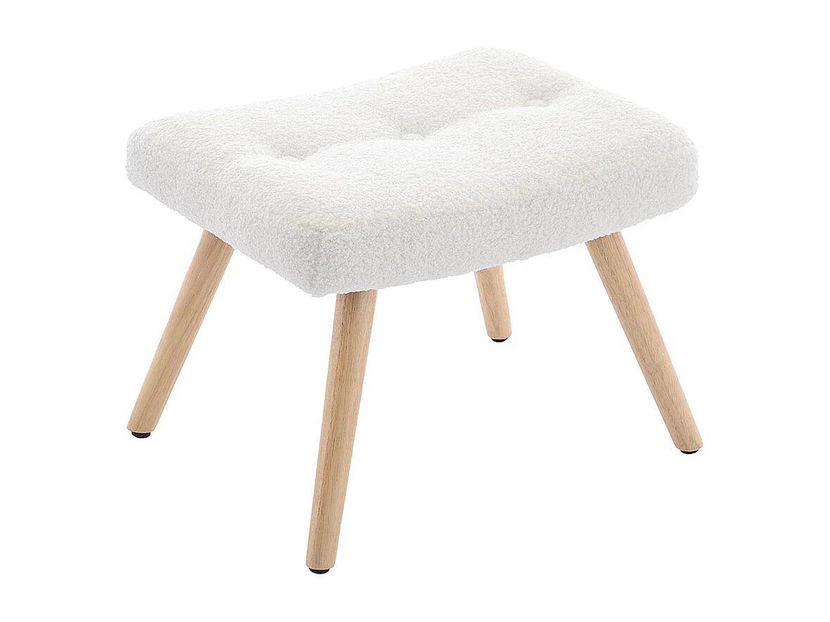 Fauteuil à bascule avec tabouret fauteuil de détente avec accoudoirs tissu en velours blanc