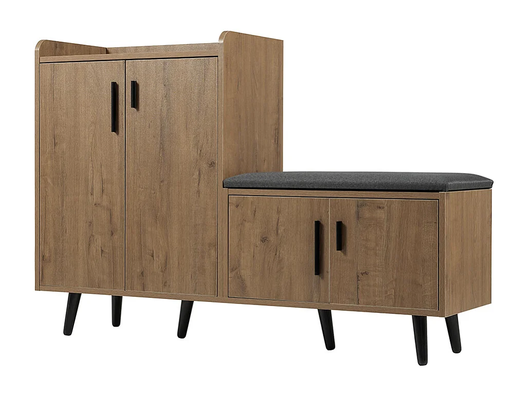 Meubles à chaussures avec veinage du bois armoire à chaussures quatre portes de rangement poignées métalliques asymétriques