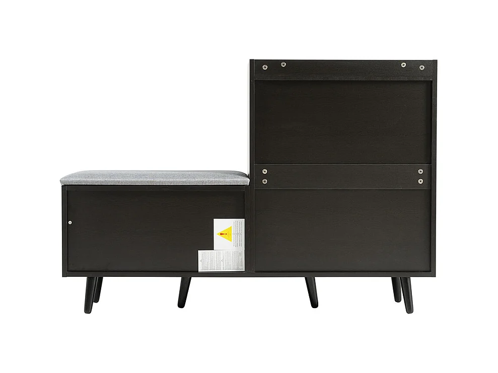 Meubles à chaussures équipé de quatre portes de rangement poignées métalliques asymétriques Noyer Noir